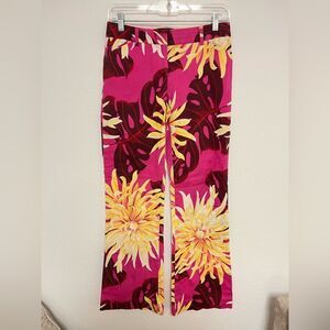 Body By Victoria Floral The Christie Fit Pink Yellow Women's Pants size 4